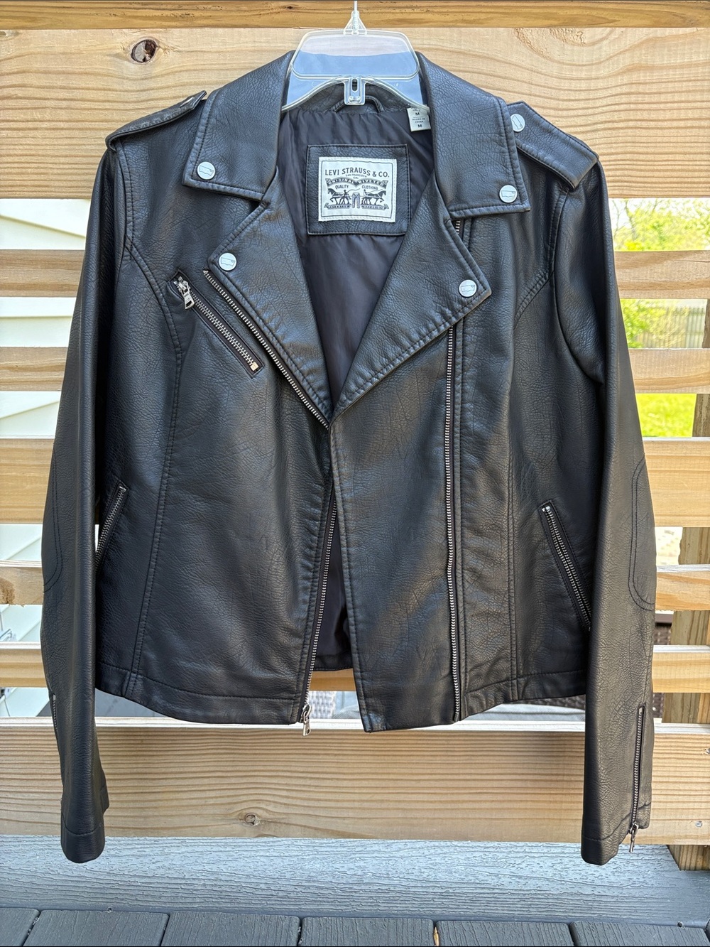 Levi's Black Faux Leather Jacket Size M